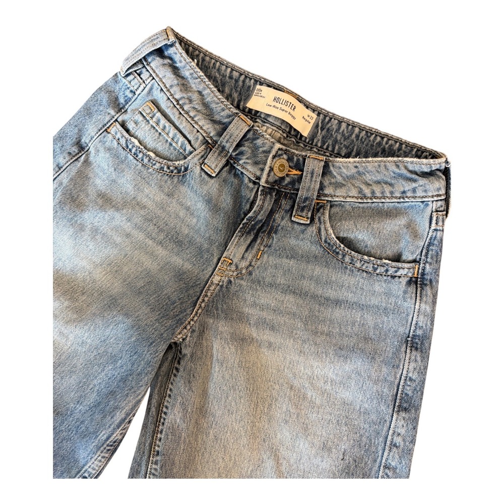 Hollister Low-Rise Super Baggy Jeans Light Wash Wide Leg Denim W23 000R Regular - Picture 2 of 9
